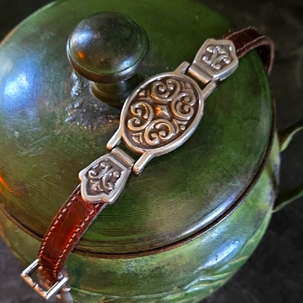 🌹Brighton Silver and Brown Bracelet with Scroll Design